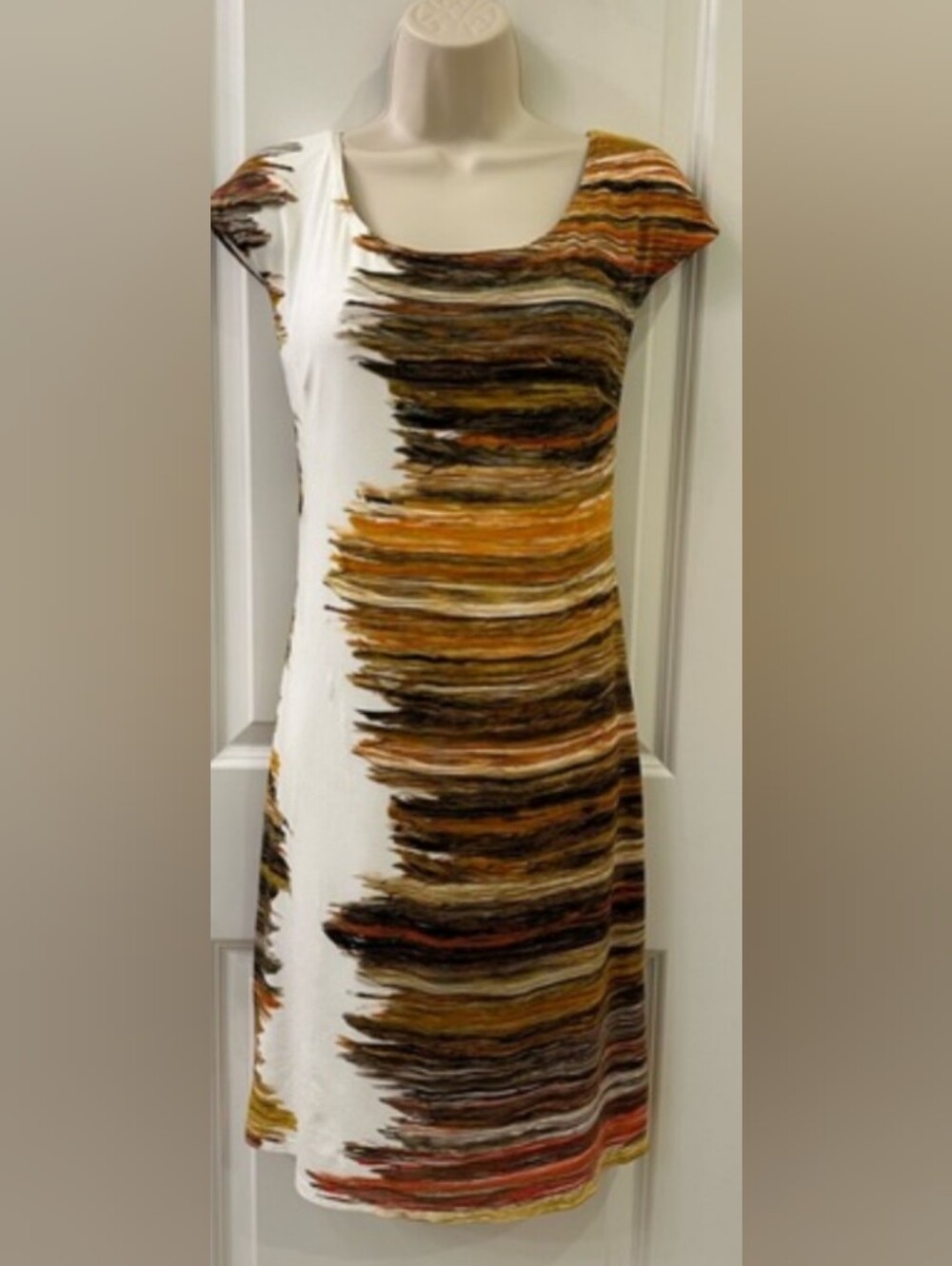 Cartise Abstract Yellow & White Pencil Skirt